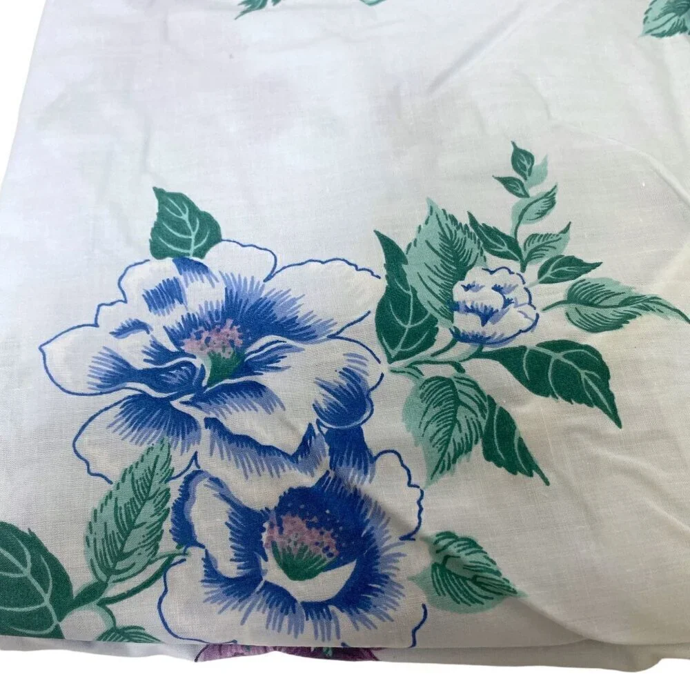 CANNON Full Fitted Sheet White Floral New Vintage No Iron Percale Cotton Blend